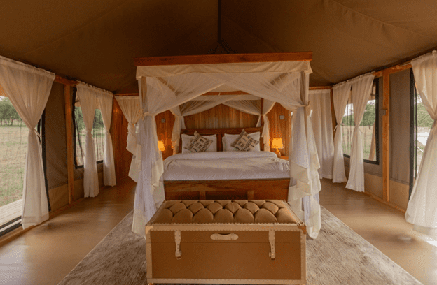 Luxury safari tent bedroom